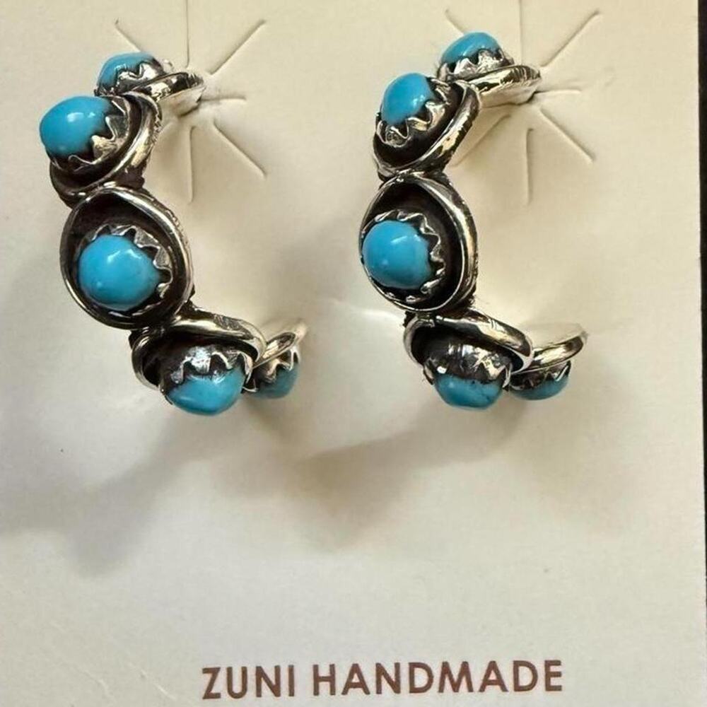 Handmade native hoop earrings zuni
